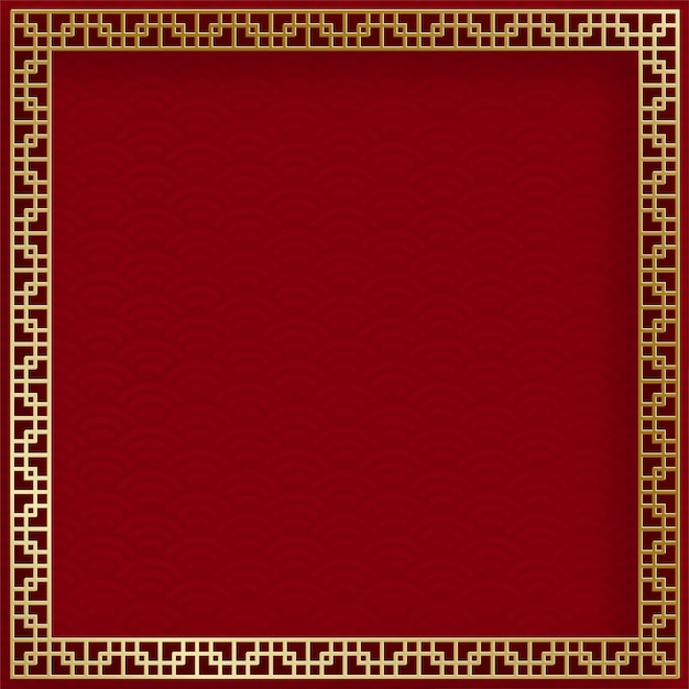 Moldura chinesa com elementos orientais asiáticos na cor de fundo