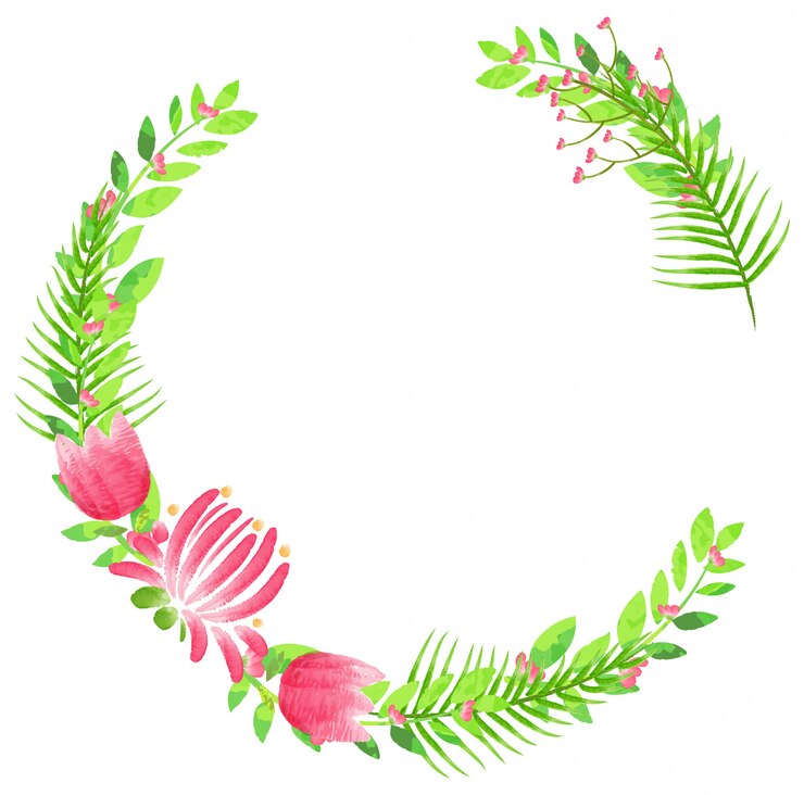 Vetor moldura com flores e folhas