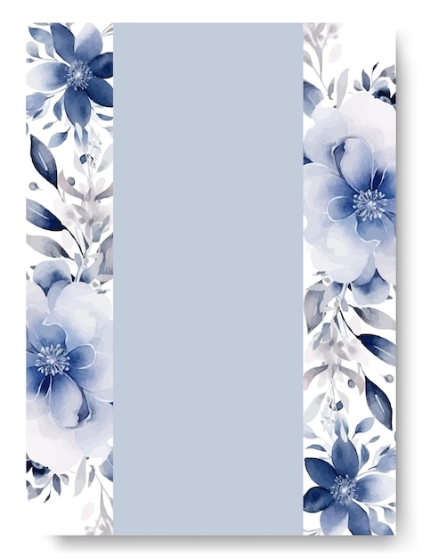 Moldura de borda de orquídea azul com fundo aquarela floral de convite de casamento cartão de casamento rústico