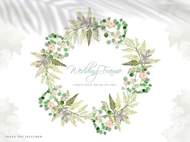 Moldura de casamento com bela mão floral desenhada