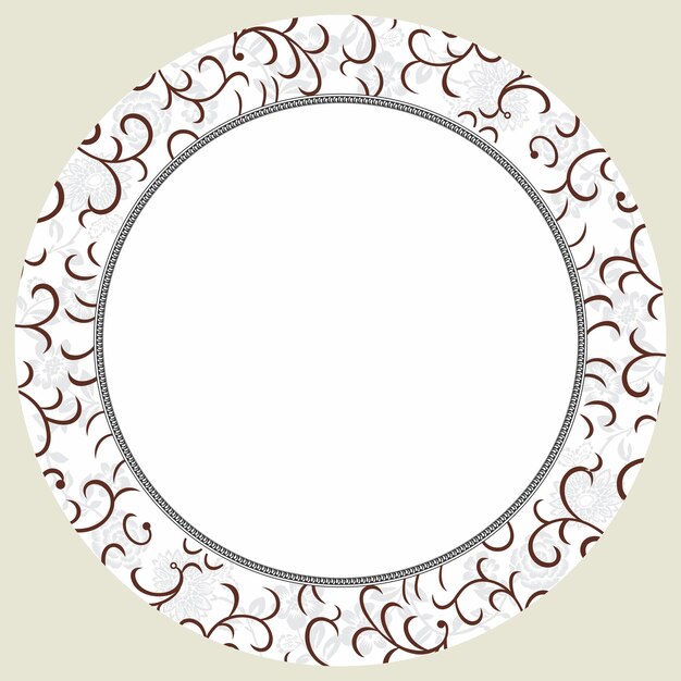 Vetor moldura de design de placa redonda borda floral decoração design cartão círculo ilustração