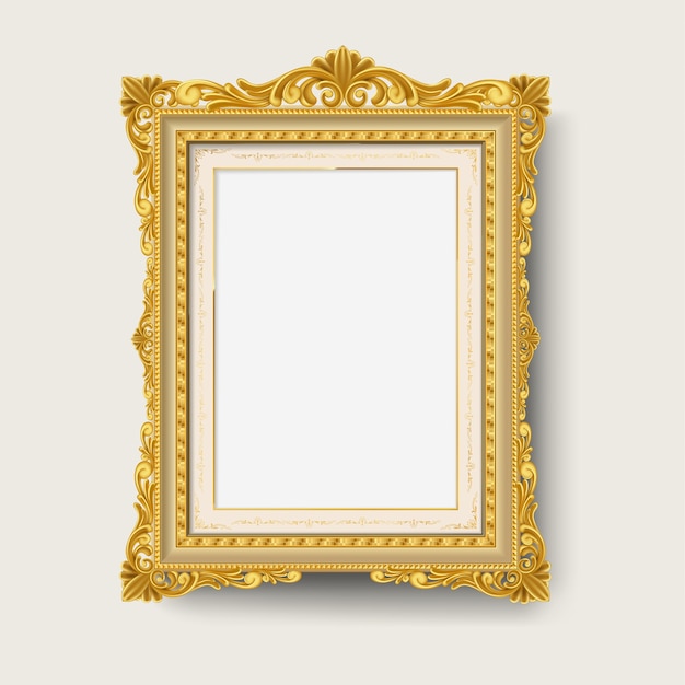 moldura de ouro vintage em branco