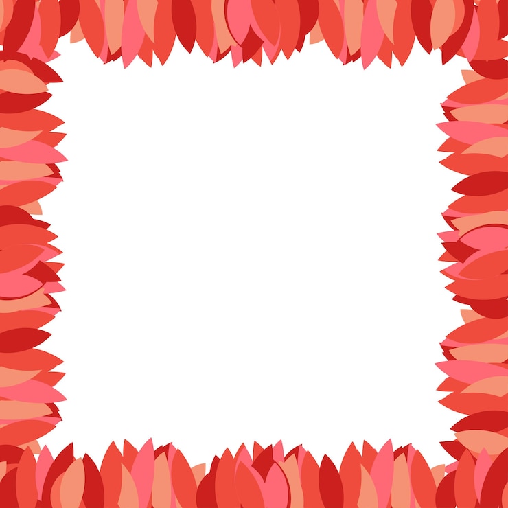 Vetor moldura de outono com folhas cor-de-rosa em estilo plano no fundo branco moldura vetorial com moldura de planta