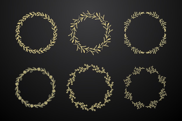 moldura dourada design do logotipo da flor do círculo do monograma gradiente borda dourada da flor