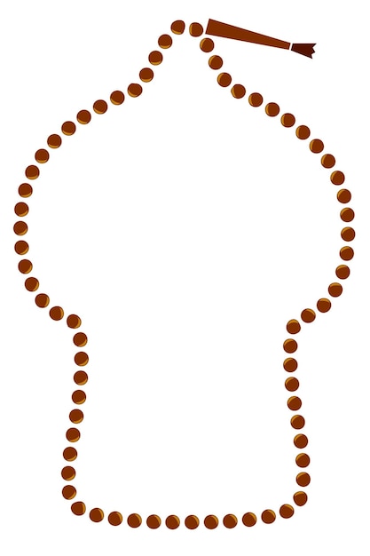 Moldura em forma de cúpula de mesquita vetorial de contas de oração tasbih ou islâmicas isoladas em branco