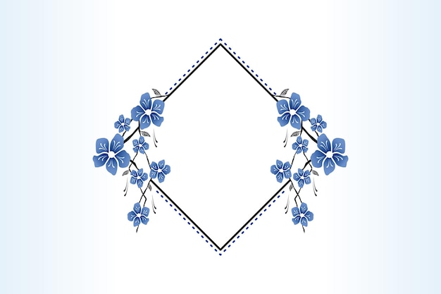 Moldura floral azul para logotipo de monograma de casamento e design de logotipo de marca.