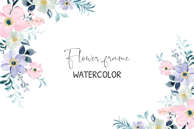 Moldura floral pastel com aquarela
