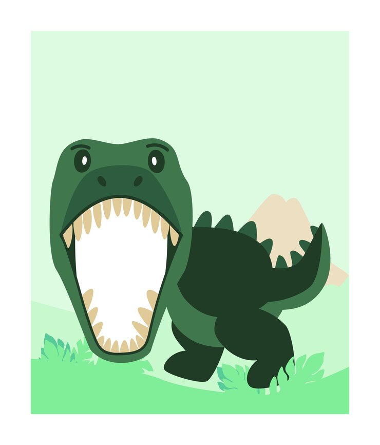 Vetor moldura grande de dinossauro verde para aniversário de criança
