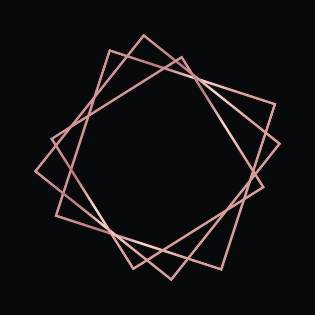 Moldura poligonal geométrica de ouro rosa