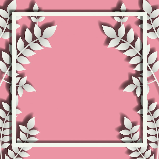 Moldura quadrada com folhas de primavera