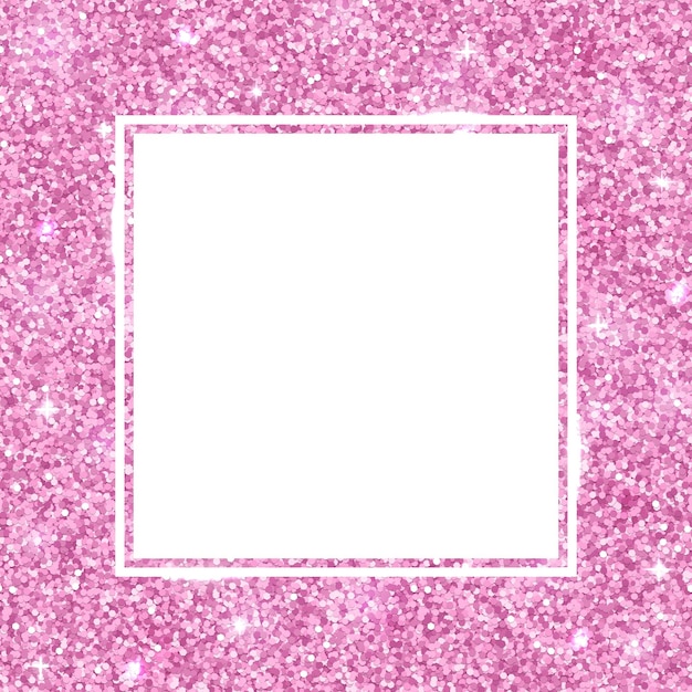 Moldura quadrada com ilustração vetorial de glitter rosa