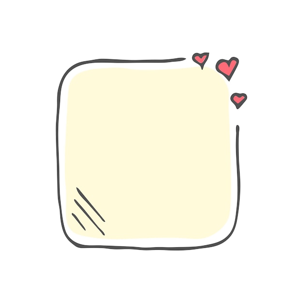 Moldura quadrada de doodle com pequenos corações simples e variados