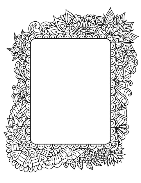 Moldura quadrada de mandala para impressão, gravura ou livro de colorir adulto. ilustração vetorial