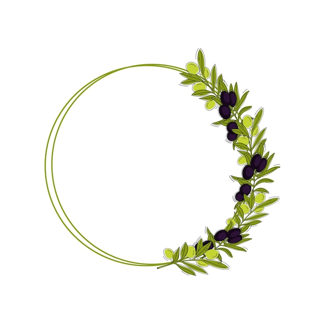 Moldura redonda com ramos de oliveira para design