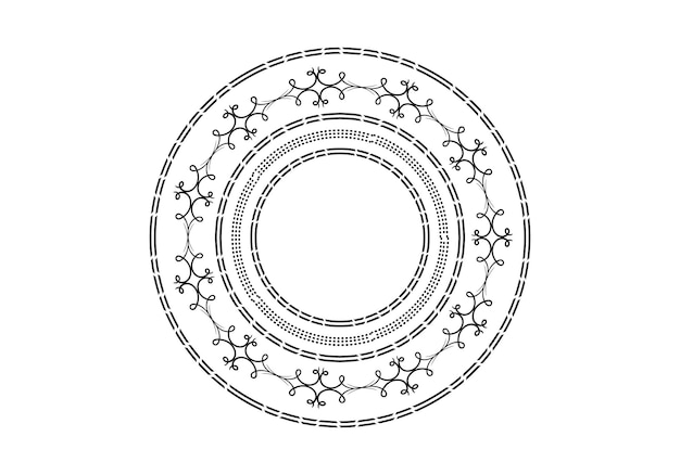 Moldura redonda decorativa preta para design com ornamento floral um modelo para impressão de cartões postais