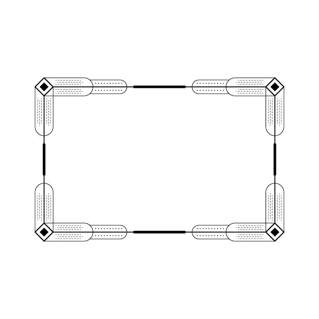 Moldura retangular abstrata linha simples preta doodle contorno elemento desenho vetorial estilo esboço
