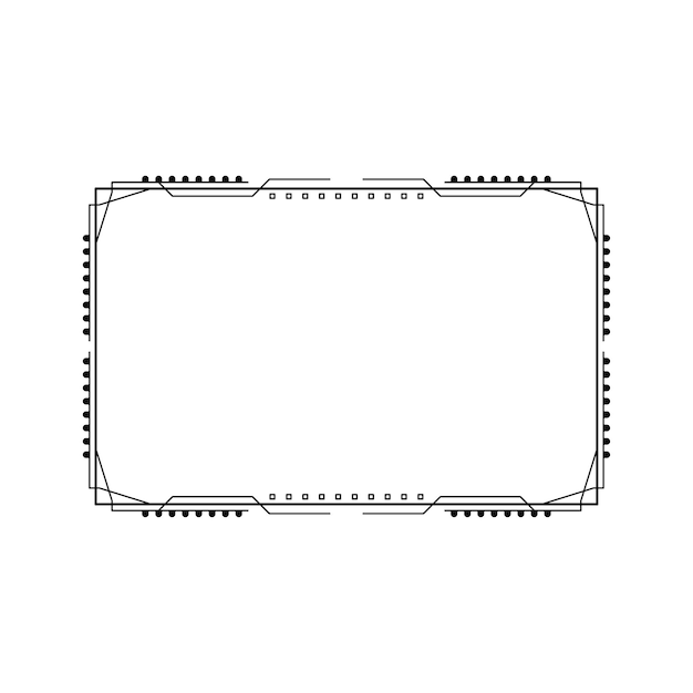 Vetor moldura retangular abstrata linha simples preta doodle contorno elemento desenho vetorial estilo esboço