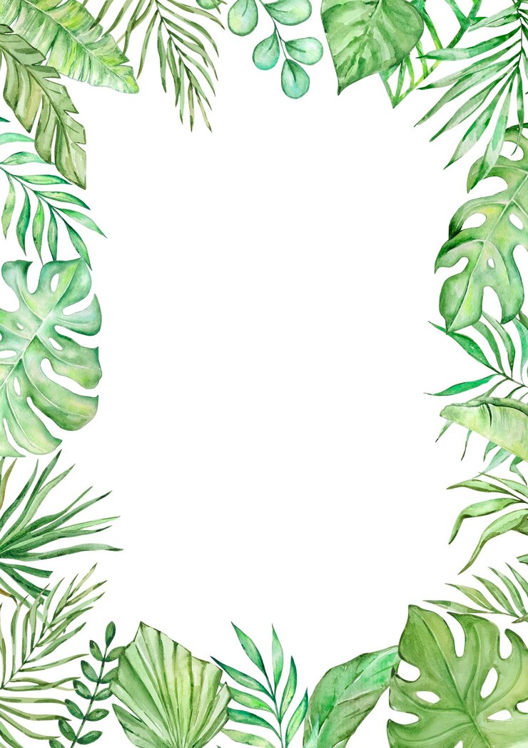 Vetor moldura retangular com folhas tropicais em aquarela para design de verão
