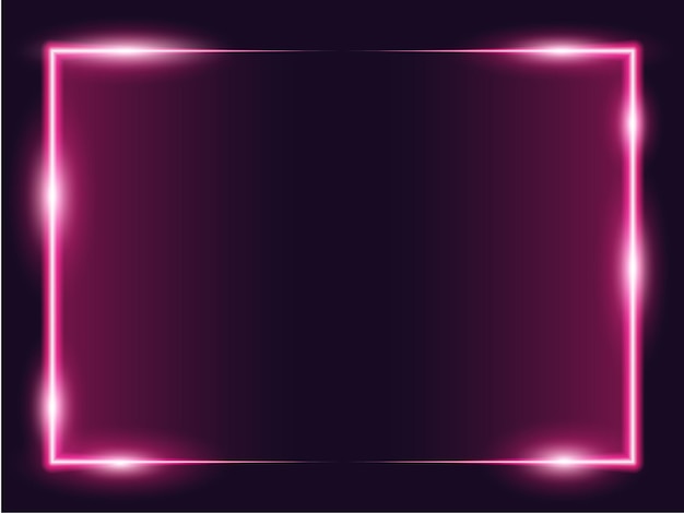 Moldura retangular quadrada com neon rosa de dois tons