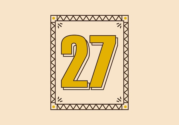 Vetor moldura retangular vintage com o número 27 nele