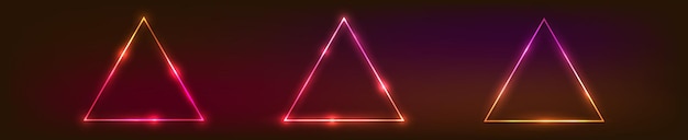 Vetor moldura triangular neon com efeitos brilhantes