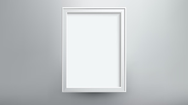 Vetor moldura vertical realista de moldura em branco branca modelo de maquete de moldura de foto branca em branco isolado ilustração vetorial