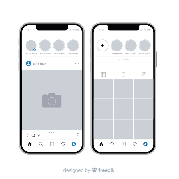 Molduras de fotos realistas do instagram em smartphones