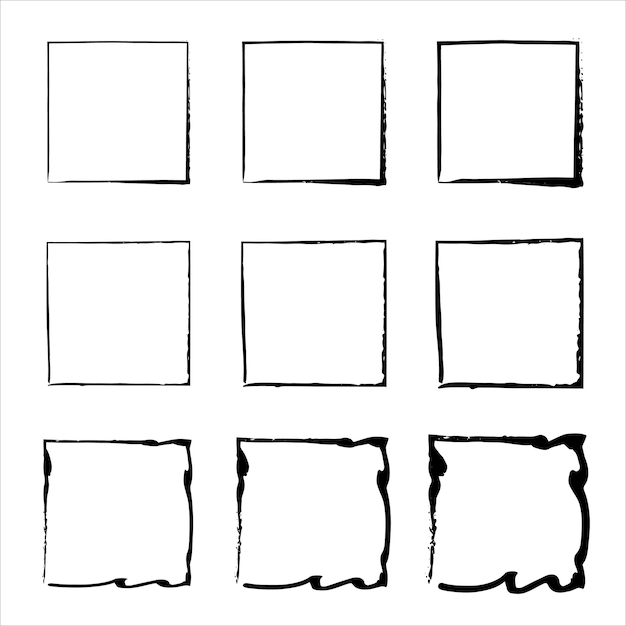 Vetor molduras desenhadas à mão moldura quadrada desenhada à mão formas retangulares