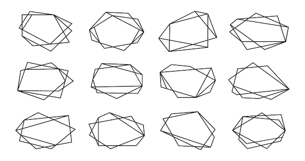 Vetor molduras geométricas elementos de moldura vintage convite de casamento forma luxo design de linha simples bordas conjunto de ilustração vetorial plana