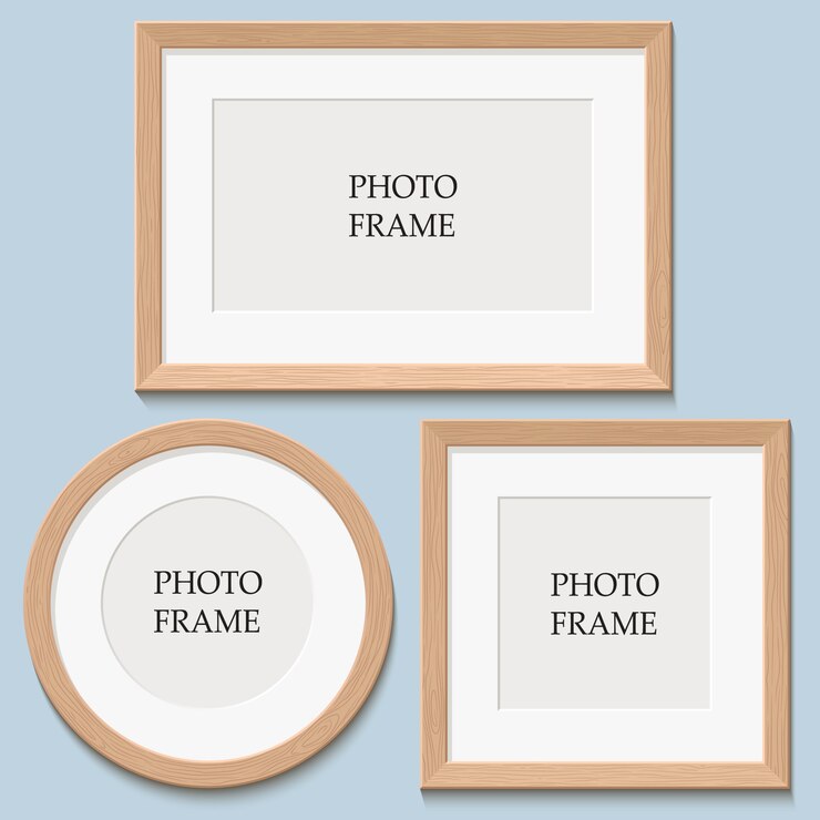 Vetor molduras para fotos em branco na parede. design para ilustração interior moderna