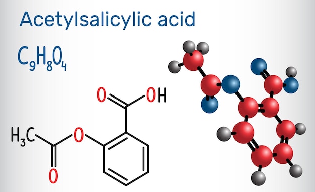 Molécula de ácido acetilsalicílico aspirina asa folha de papel numa gaiola