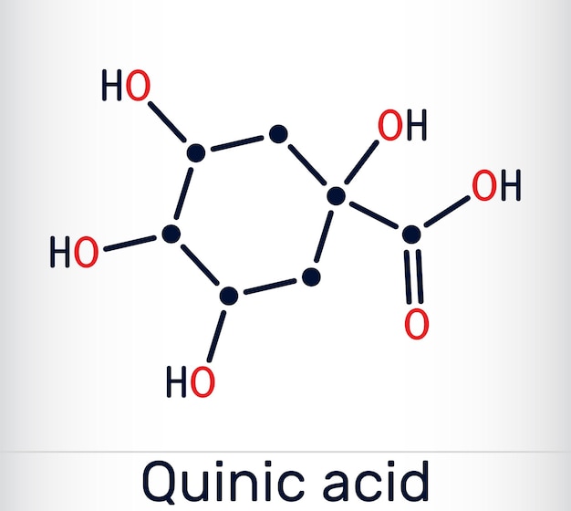 Molécula de ácido quínico Composto natural derivado de plantas com propriedades antioxidantes e anti-inflamatórias