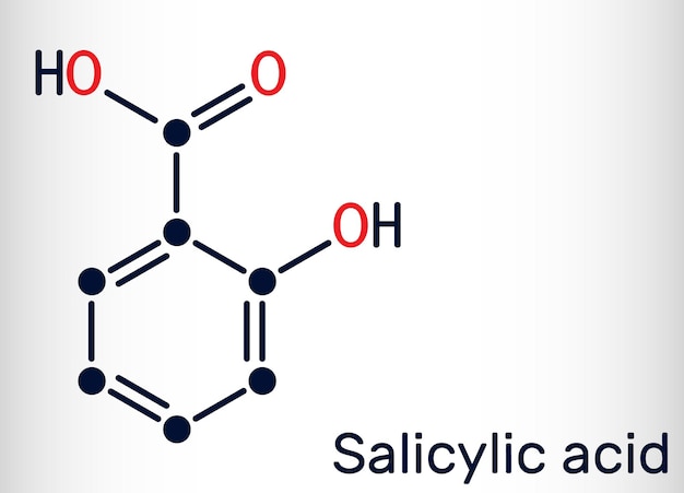 Molécula de ácido salicílico É um tipo de ácido fenólico Fórmula química esquelética