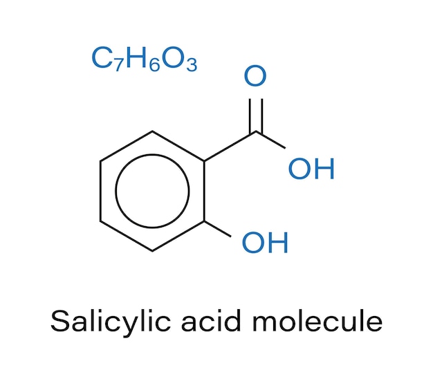 Molécula de ácido salicílico ilustração em vetor fórmula estrutural química