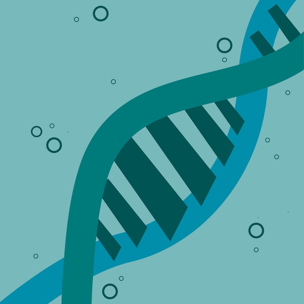 Vetor molécula de dna sobre fundo turquesa