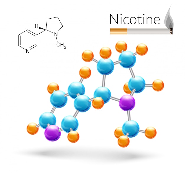 Vetor molécula de nicotina 3d