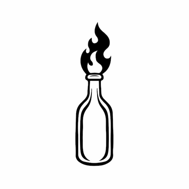 Molotov Coctail ícone Logo Design Preto e branco estêncil tatuagem ilustração vetorial plana