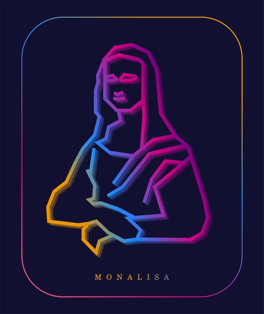 Vetor mona lisa em gráfico de linha esculpida mona lisa em ilustração gráfica