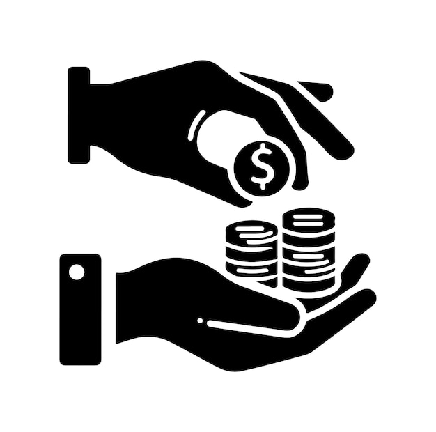 Vetor money on the hand vector silhoute style anseguir money icon investo signal de finanças de investimento