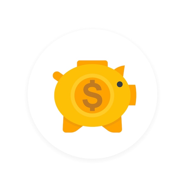 Moneybox ícone sinal de poupança caixa de dinheiro porco cofrinho estilo simples