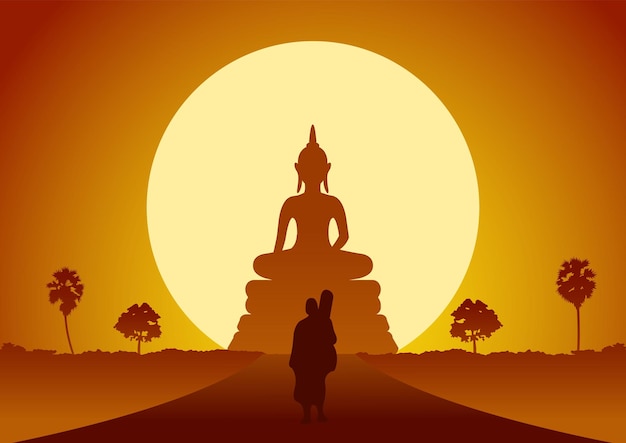 Vetor monge sai da peregrinação do templo