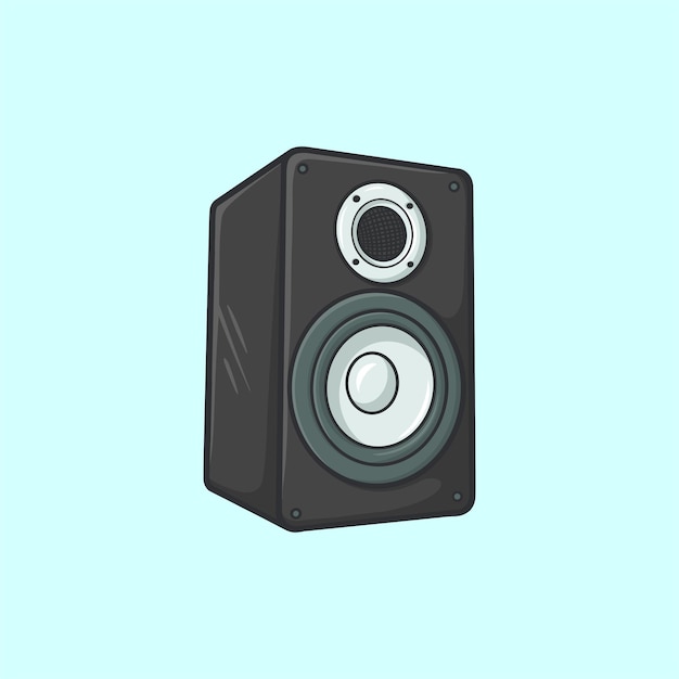 Monitor de alto-falante plano Vector de desenho animado