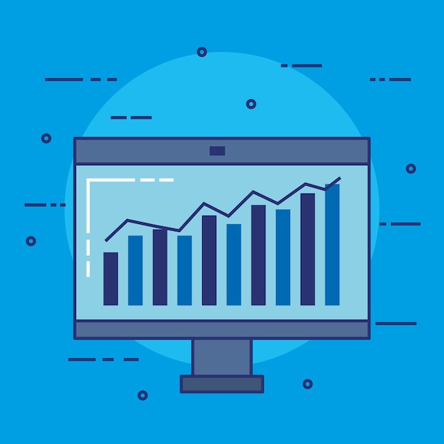 Vetor monitor de computador com estatísticas