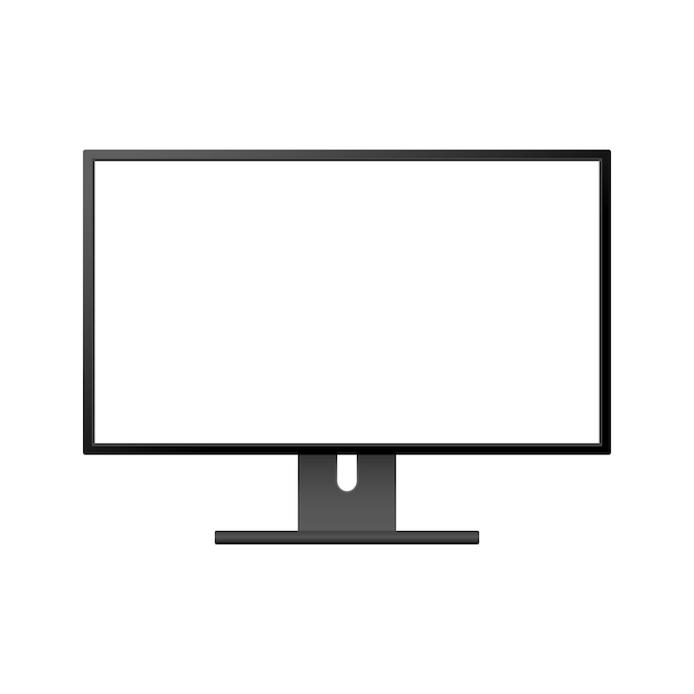 Monitor de computador led com tela branca em branco isolada no fundo branco