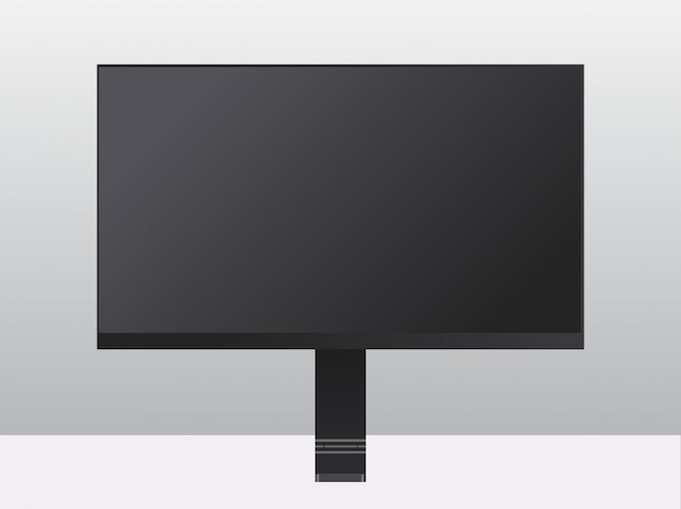 Vetor monitor de computador moderno com conceito de gadgets e dispositivos de maquete realista de tela preta em branco