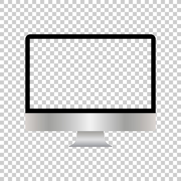 Monitor de computador realista isolado em fundo transparente Maquete vetorial Ilustração em vetor