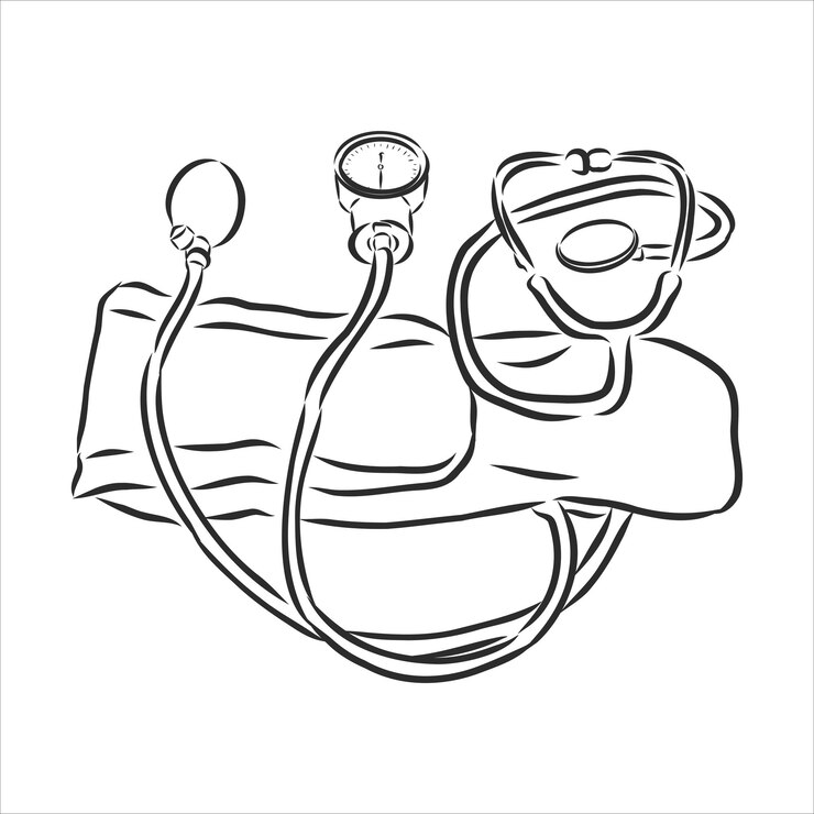 Vetor monitor de pressão arterial, dispositivo médico para medição de pressão, desenho vetorial
