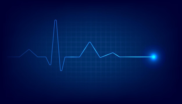 Vetor monitor de pulsação cardíaca azul com sinal. fundo de eletrocardiograma de batimento cardíaco.