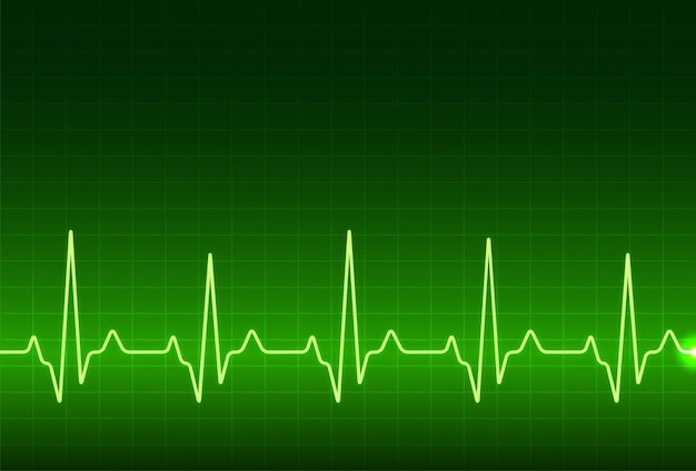 Monitor de pulsação de ECG, onda de linha de pulso de coração de eletrocardiograma. Antecedentes médicos do eletrocardiograma.