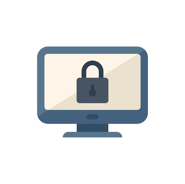 Vetor monitorar ícone seguro vetor plano privacidade de dados política segura isolada
